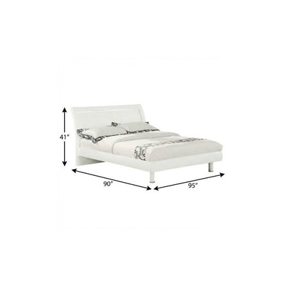 White Wood Lighted California King Bed Frame