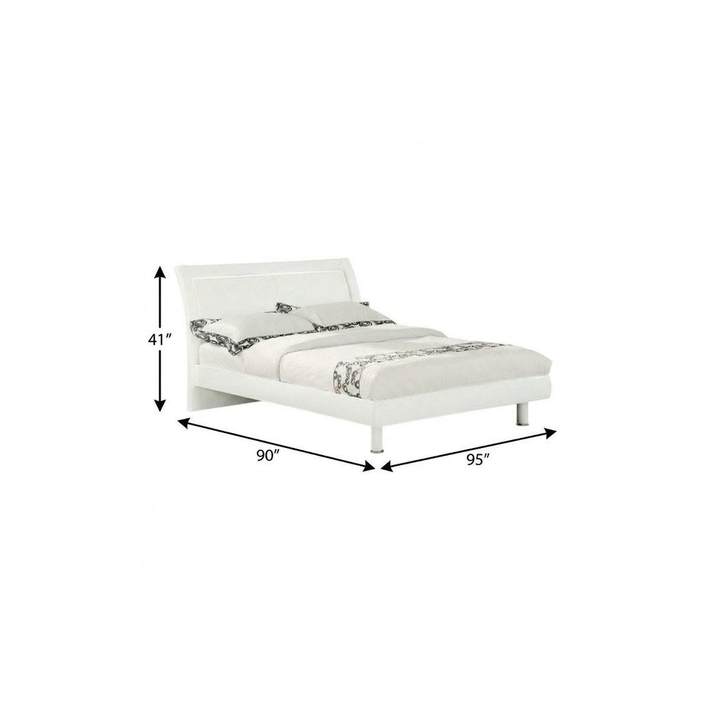 White Wood Lighted California King Bed Frame