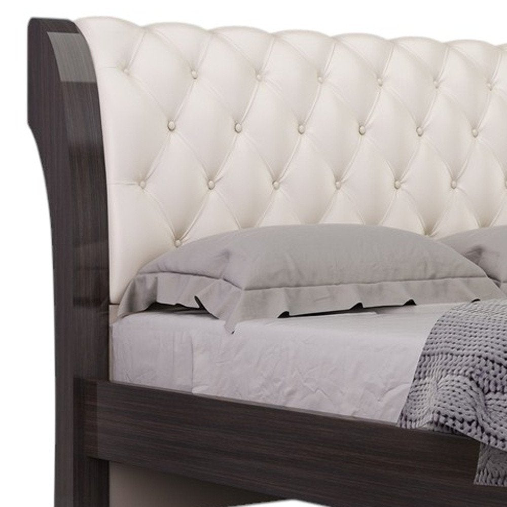 Four Piece Beige Solid Wood Bedroom Set With Mirror