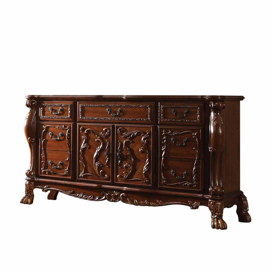 38" Brown Solid Wood Seven Drawer Combo Dresser