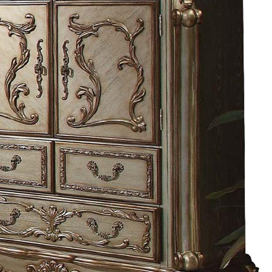 20" Brown Solid Wood Five Drawer