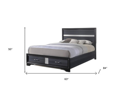 Black And Gray Wood Queen With Two Drawers Bed Frame