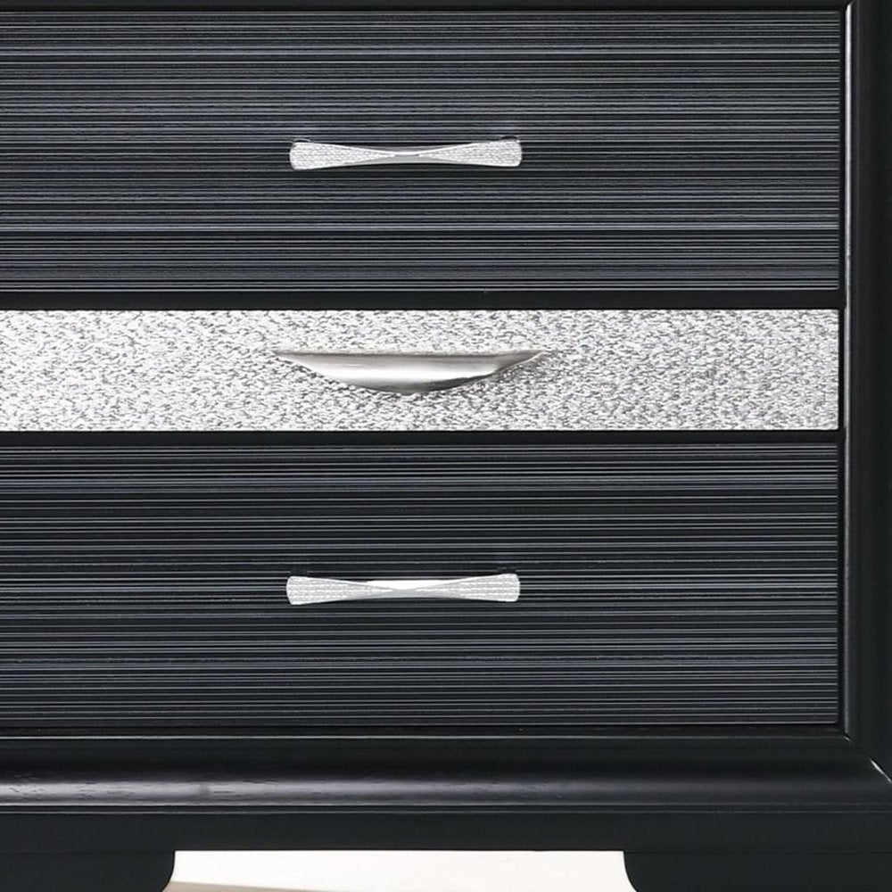 17" Rectangular Three Drawers Nightstand With Solid Wood Top