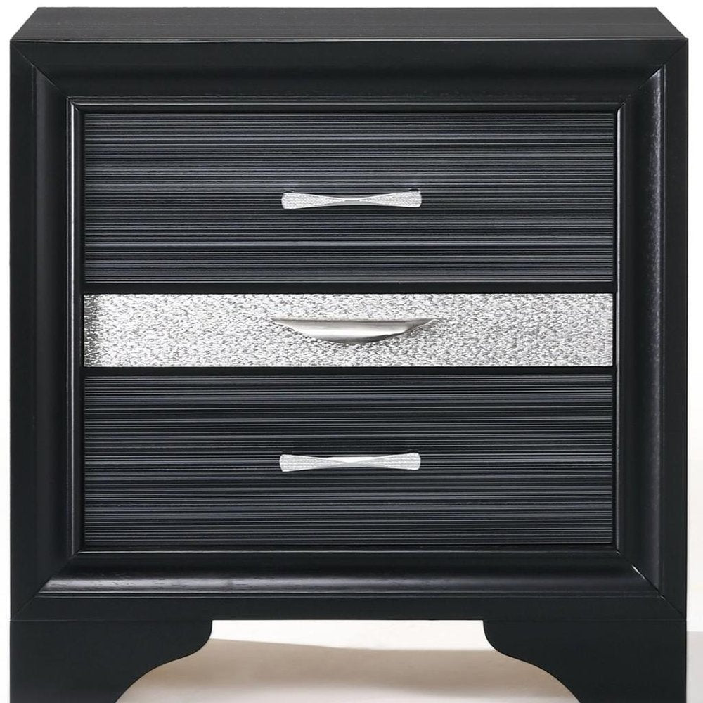 17" Rectangular Three Drawers Nightstand With Solid Wood Top