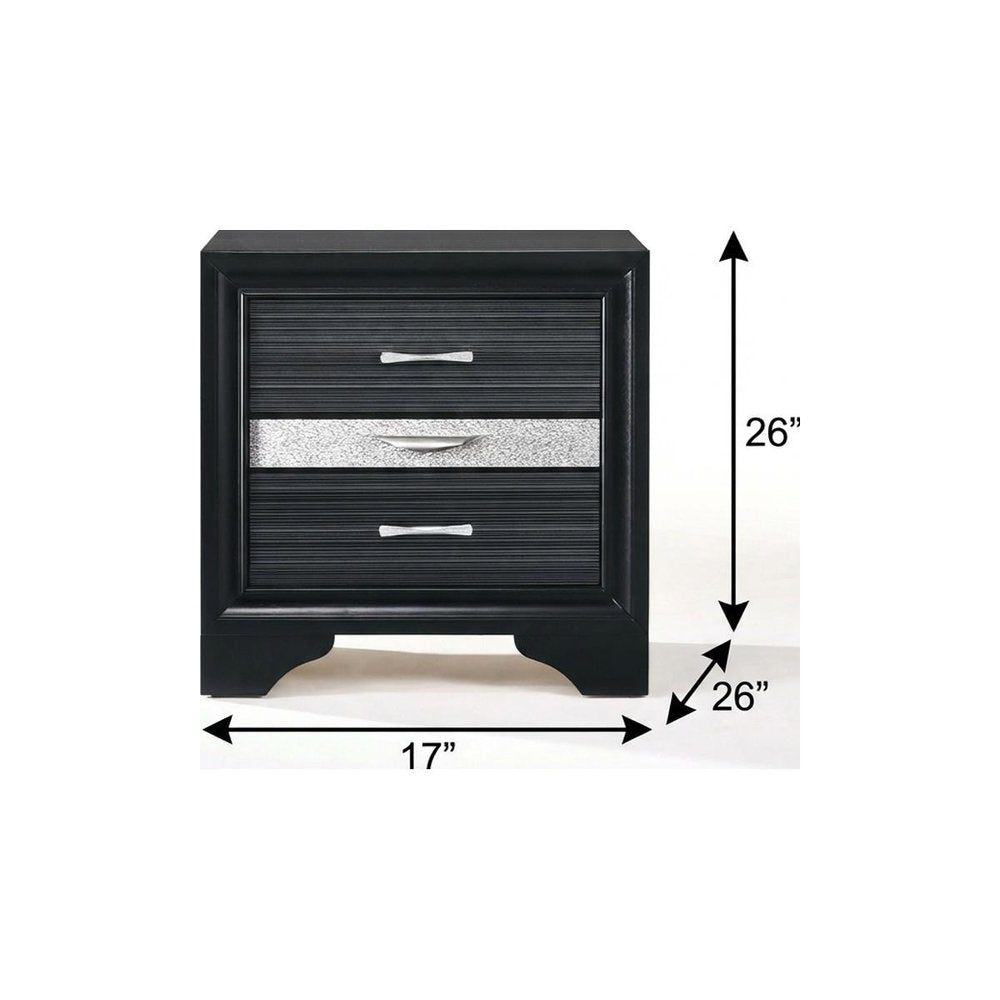 17" Rectangular Three Drawers Nightstand With Solid Wood Top
