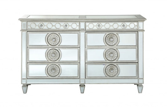 68" Gray Wood Six Drawer Double Dresser