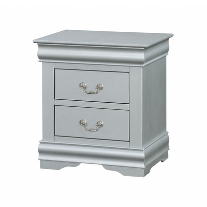34" Antiqued White Solid Wood Three Drawer Nightstand