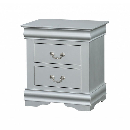 34" Antiqued White Solid Wood Three Drawer Nightstand