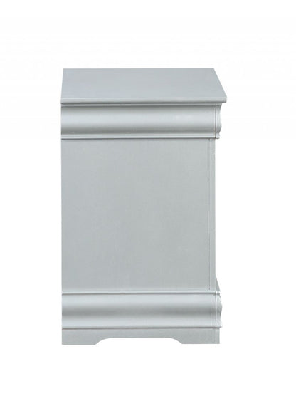 34" Antiqued White Solid Wood Three Drawer Nightstand