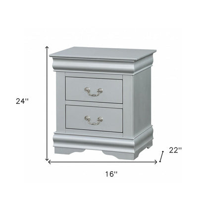 34" Antiqued White Solid Wood Three Drawer Nightstand