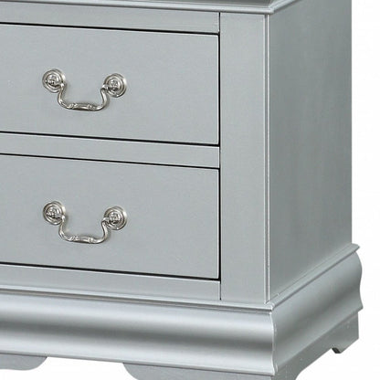 34" Antiqued White Solid Wood Three Drawer Nightstand