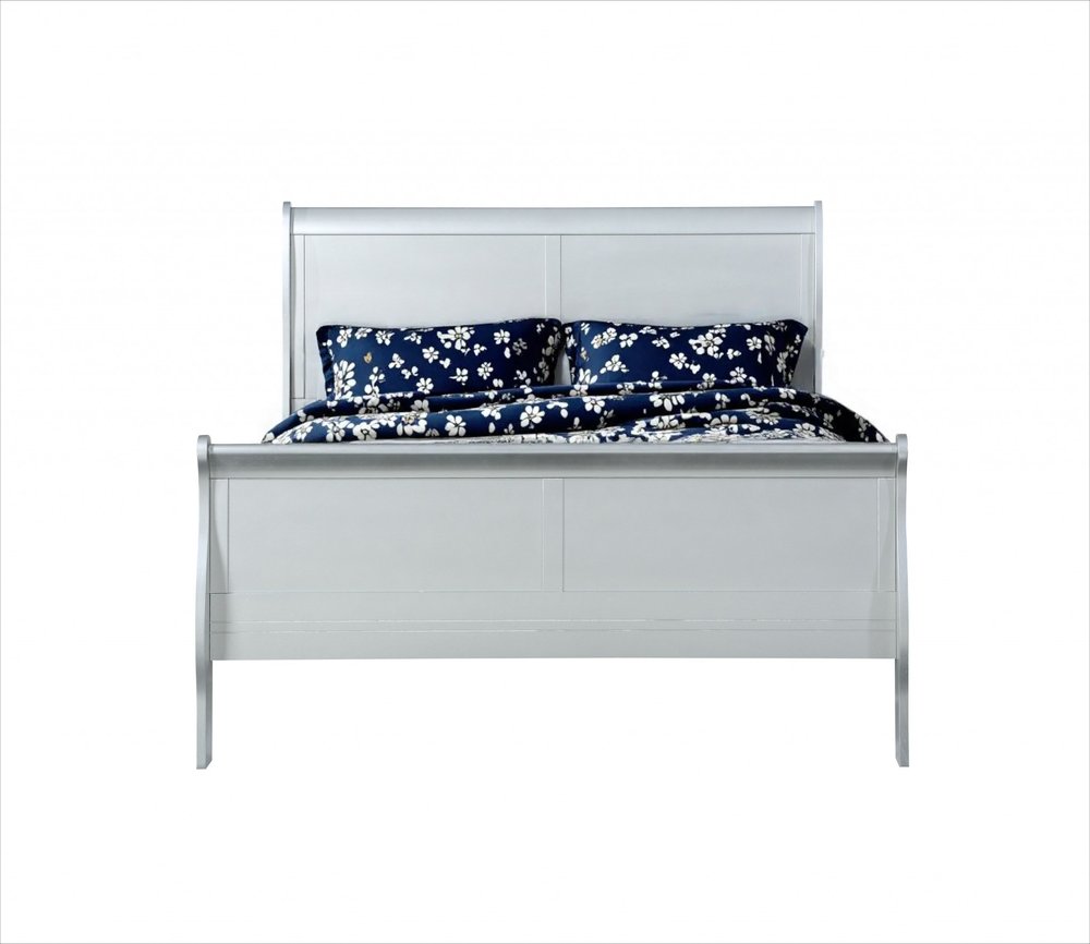 King Silver Sleigh Bed