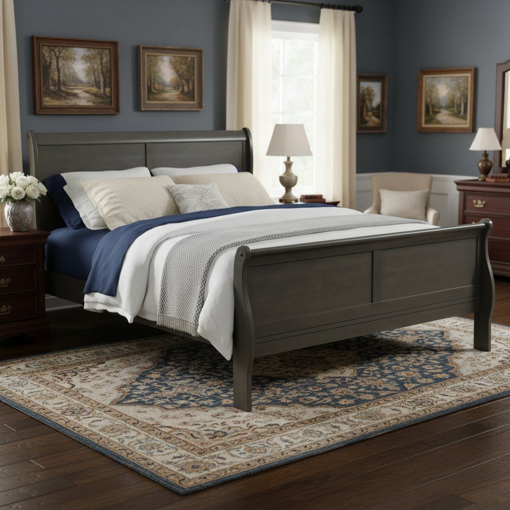 Dark Gray King Sleigh Bed