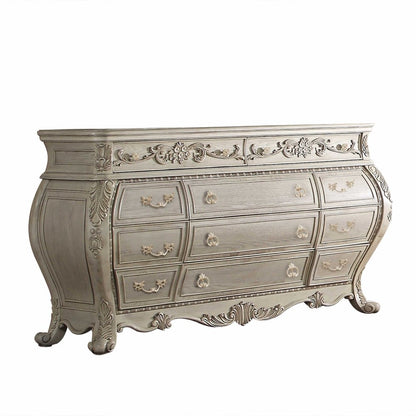 57" Gray Solid Wood Six Drawer Double Dresser