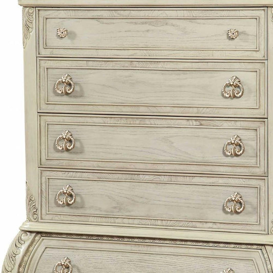 21" Cream Solid Wood Six Drawer