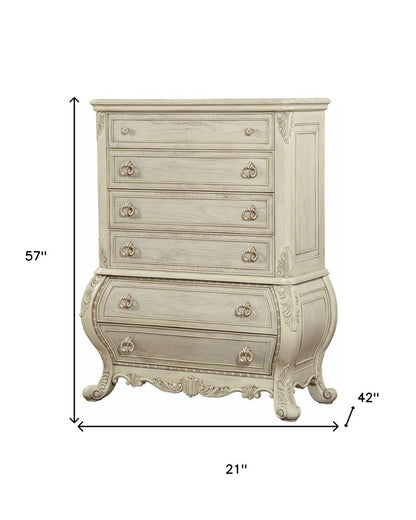 21" X 42" X 57" Antique White Wood Chest