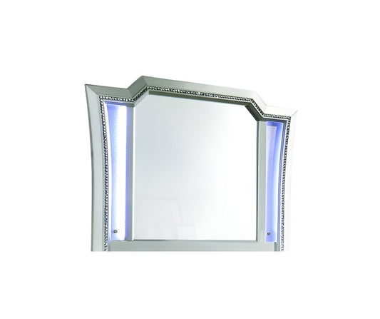 38" Champagne Abstract Wood Framed Mounted Dresser Mirror
