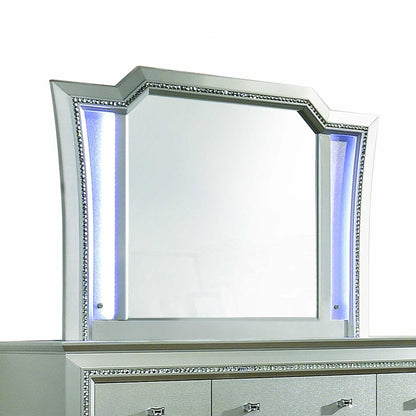 38" Champagne Abstract Wood Framed Mounted Dresser Mirror