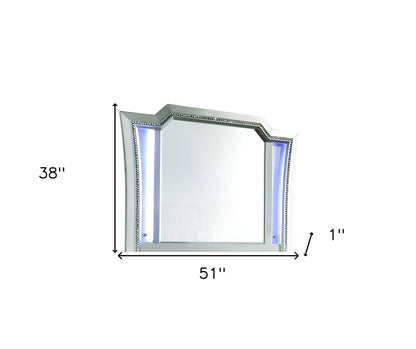 38" Champagne Abstract Wood Framed Mounted Dresser Mirror