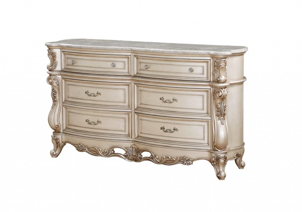 7200" Beige Solid Wood Six Drawer Double Dresser