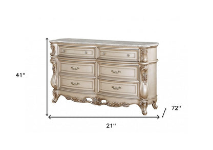 21" Beige Solid Wood Double Dresser