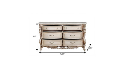 7200" Beige Solid Wood Six Drawer Double Dresser