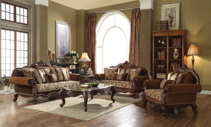 37" Brown Velvet Floral Club Chair And Toss Pillows
