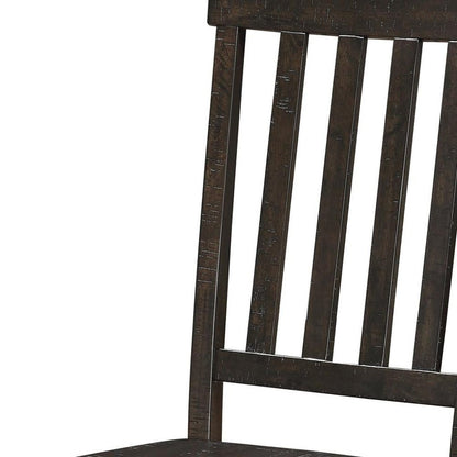 Set of Two Brown Wood Ladder Back Dining Side Chairs