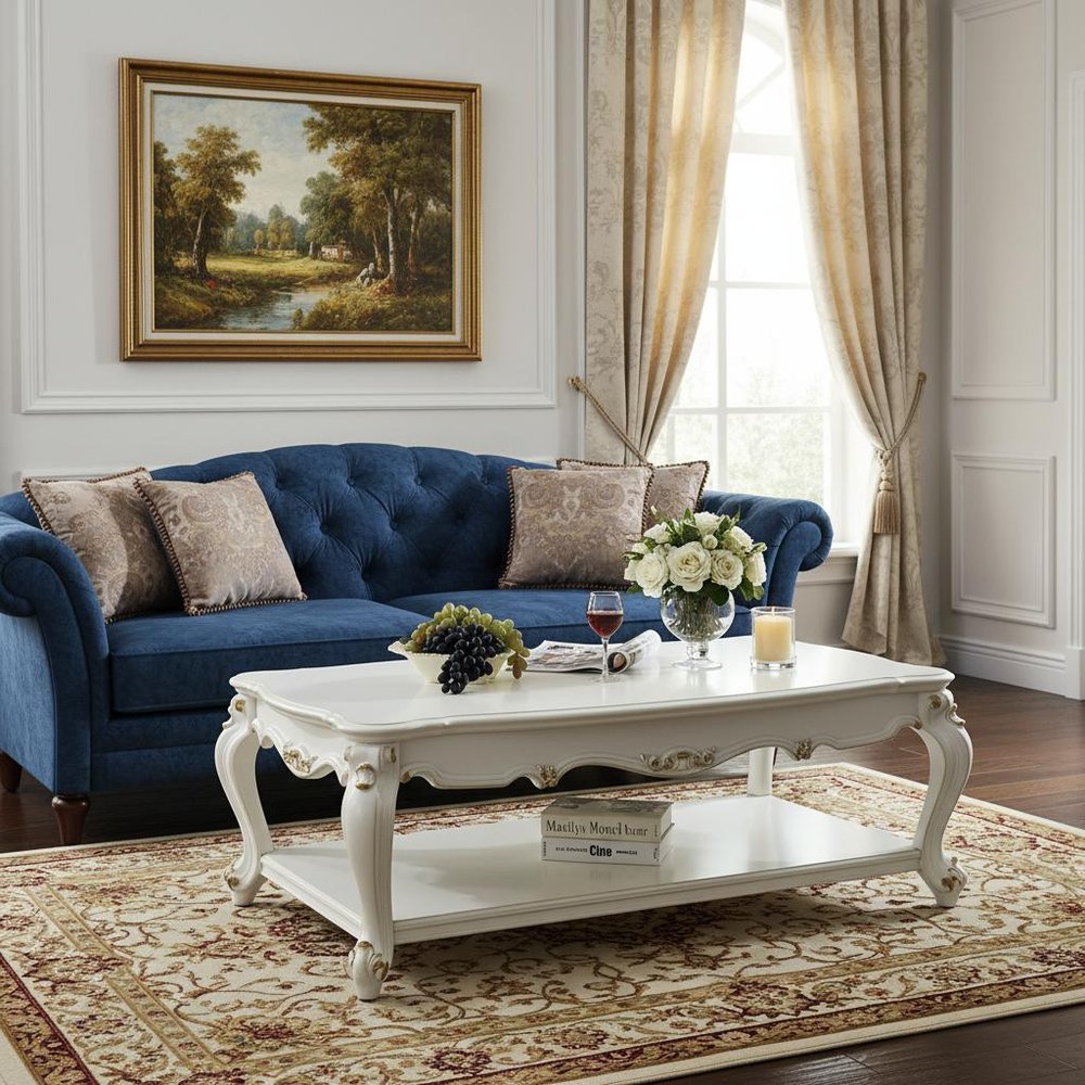 47" Platinum Solid Wood Free Form Coffee Table