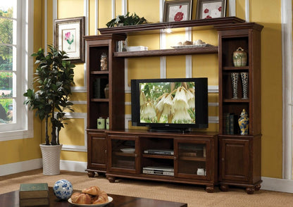58" Brown Solid and Manufactured Wood Enclosed and Open Storage TV Stand