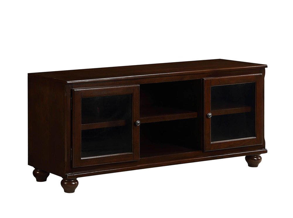 58" Brown Solid and Manufactured Wood Enclosed and Open Storage TV Stand
