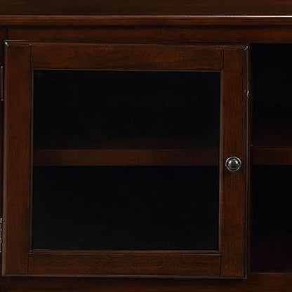 58" Brown Solid and Manufactured Wood Enclosed and Open Storage TV Stand