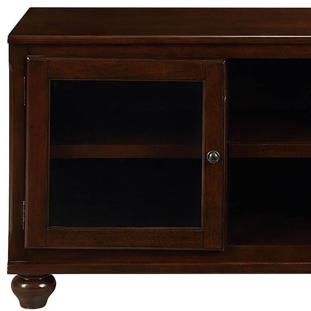 58" Brown Solid and Manufactured Wood Enclosed and Open Storage TV Stand