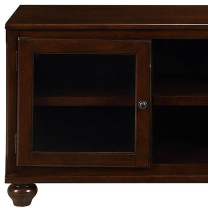 58" Brown Solid and Manufactured Wood Enclosed and Open Storage TV Stand