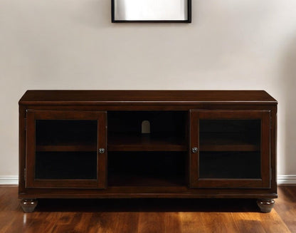 58" Brown Solid and Manufactured Wood Enclosed and Open Storage TV Stand