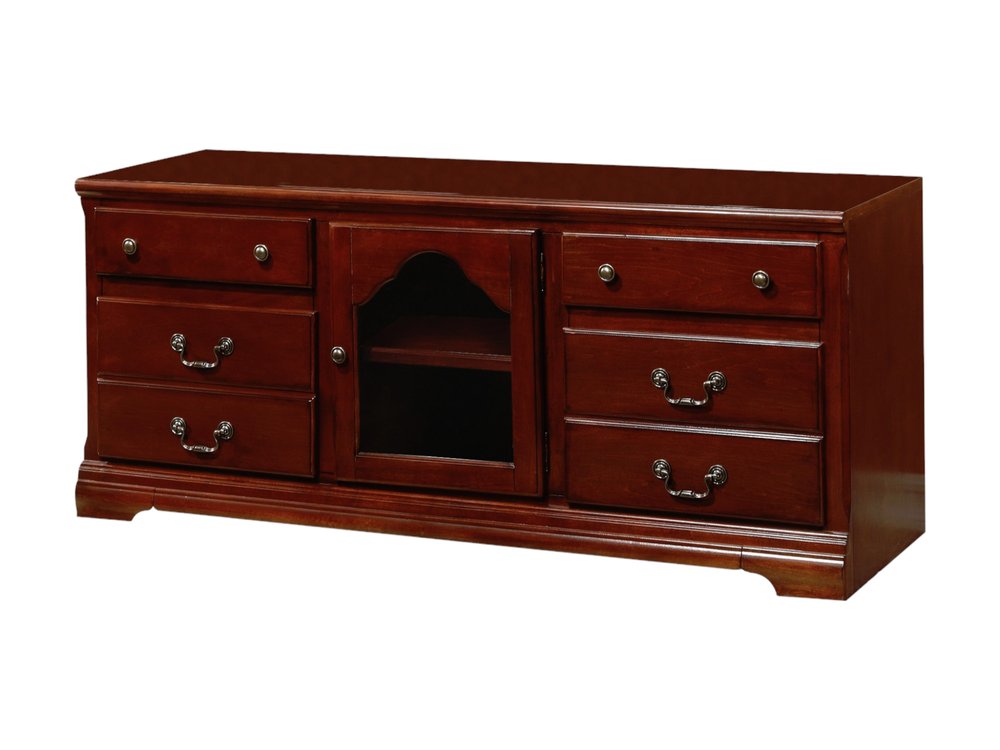 58" Brown Solid and Manufactured Wood Enclosed and Open Storage TV Stand