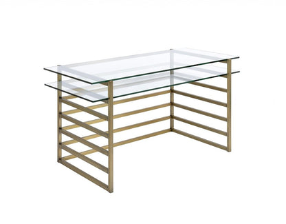 28" Clear and Gold Glass Mirrored