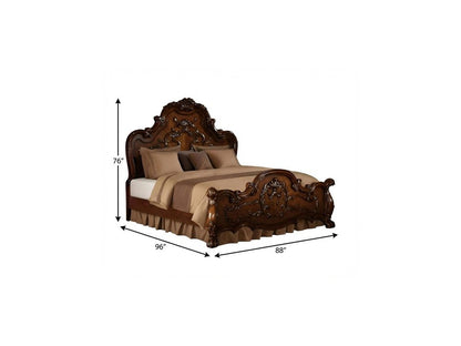 Brown Scrolling Wood California King Bed Frame