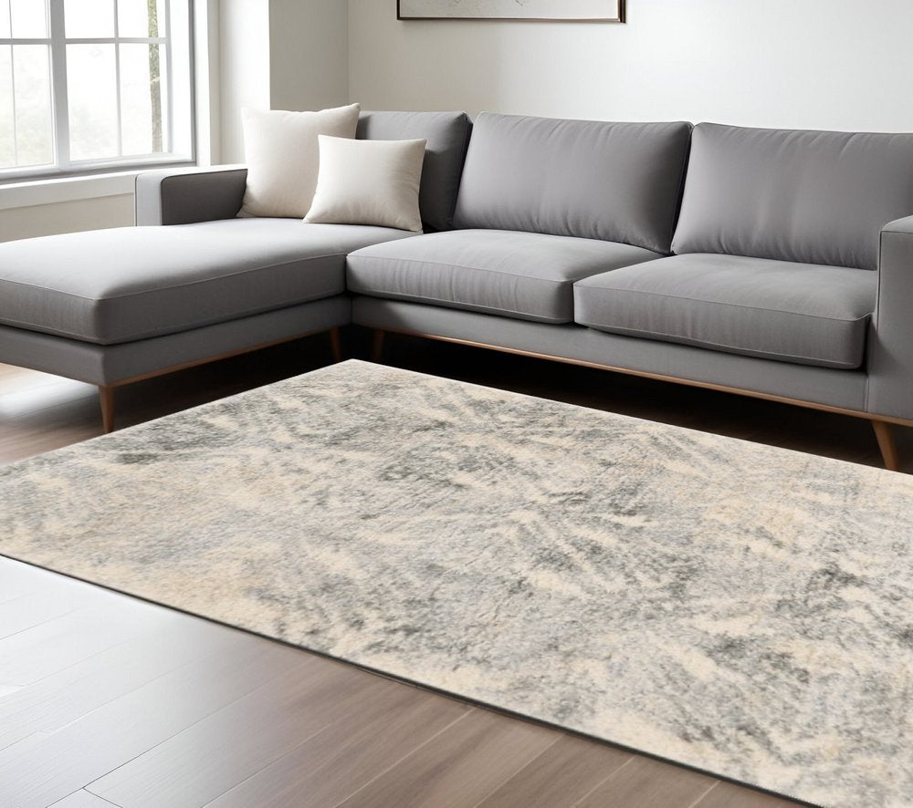 7' X 9' Gray And Ivory Diamond Area Rug