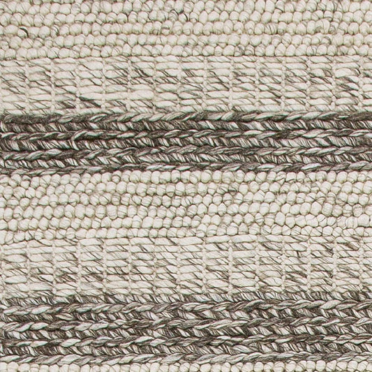 5' X 7' Brown Gray And Ivory New Zealand Lambs Wool Striped Hand Woven Area Rug