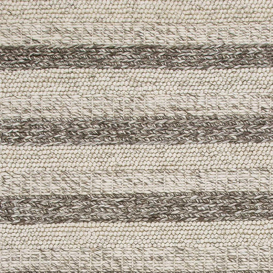 5' X 7' Brown Gray And Ivory New Zealand Lambs Wool Striped Hand Woven Area Rug