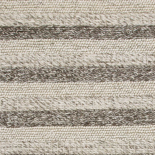 5' X 7' Brown Gray And Ivory New Zealand Lambs Wool Striped Hand Woven Area Rug