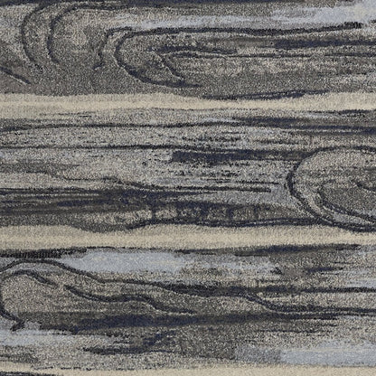 10' X 13' Gray Blue And Black Abstract Area Rug