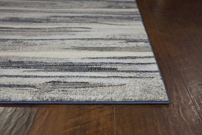 10' X 13' Gray Blue And Black Abstract Area Rug