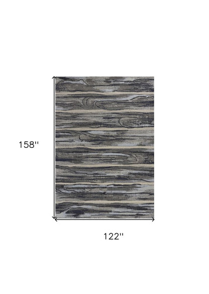 10' X 13' Gray Blue And Black Abstract Area Rug