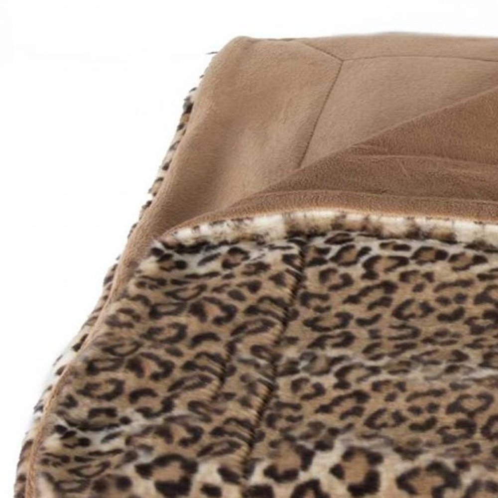 50" X 60" Brown and Black Faux Fur Leopard Plush Throw Blanket