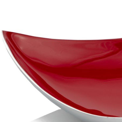 14" Silver And Red Triangular Bowl