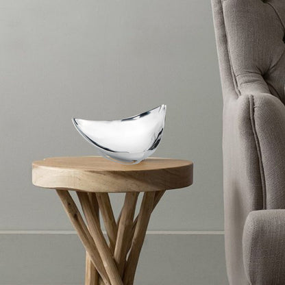 14" Silver And Red Triangular Bowl