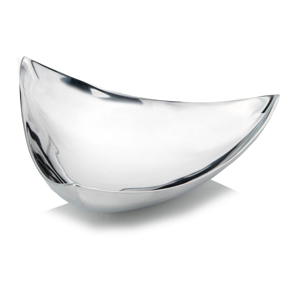 14" Silver And Red Triangular Bowl