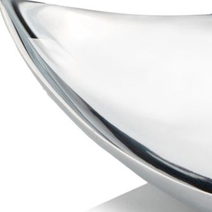 14" Silver And Red Triangular Bowl